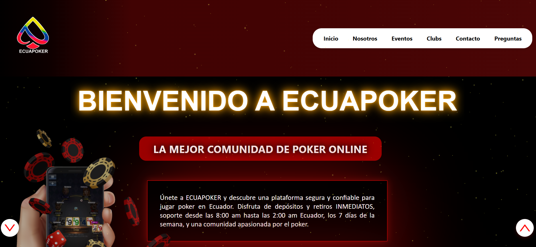 Vista previa del sitio web de Ecuapoker