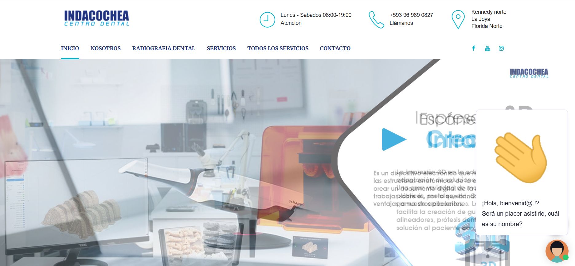 Portada del sitio del Centro Dental Indacochea