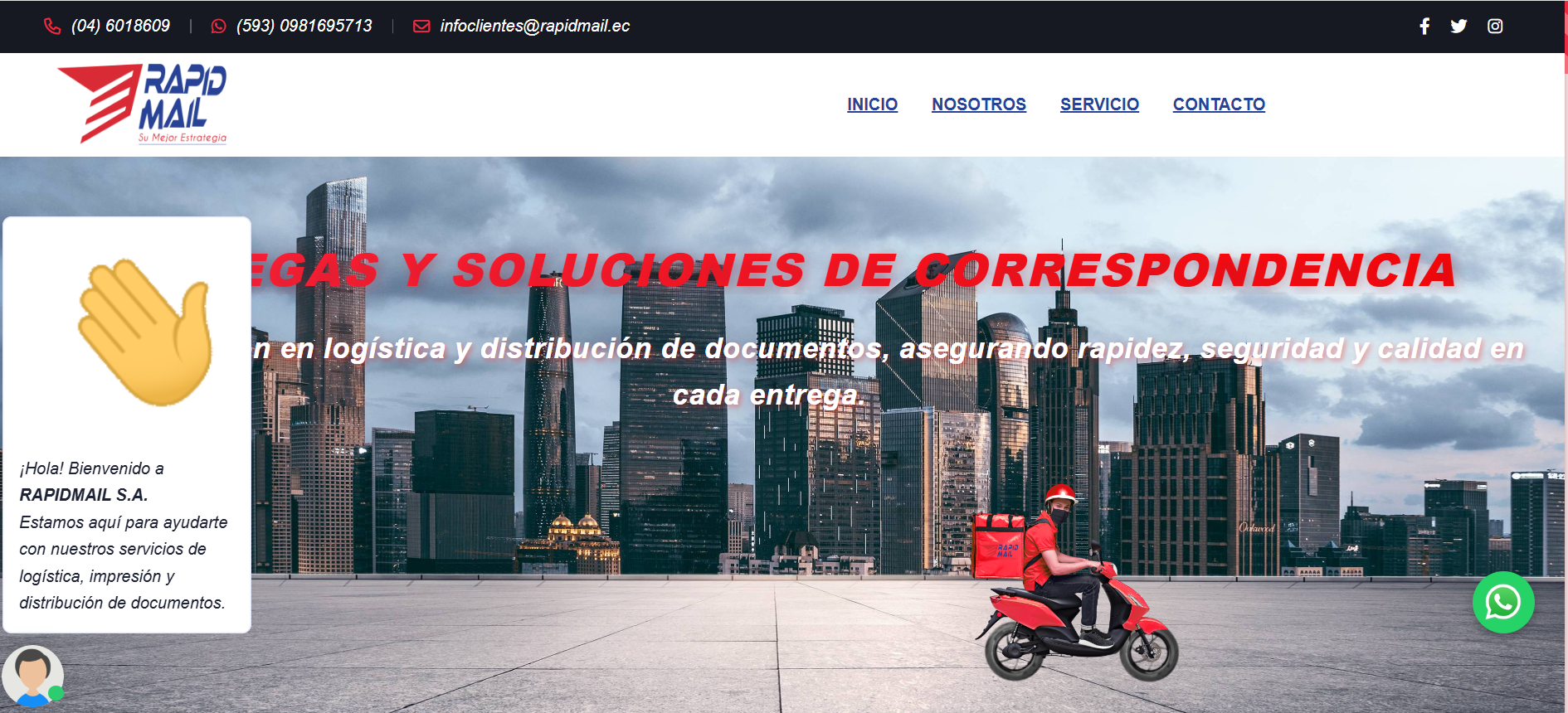 Vista previa del sitio web de Rapidmail